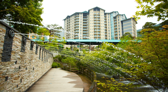 Stream flows through the Konjiam resort