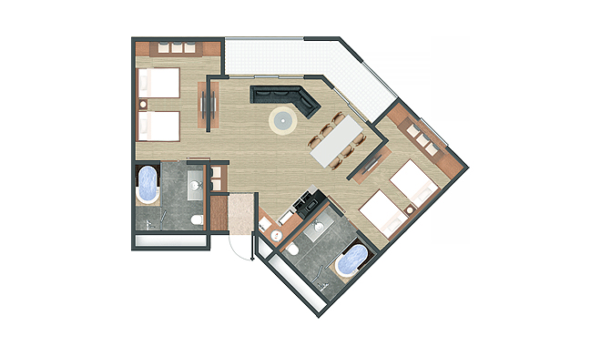 Noble Suite B type room drawing